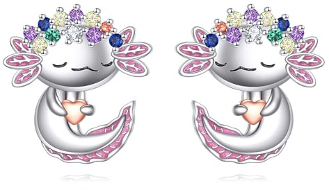 Axolotl Ohrringe 925 Sterling Silber Axolotl Ohrstecker Tier Schmuck Geschenk für Frauen Damen