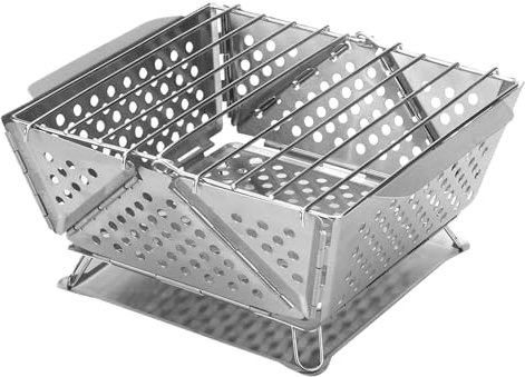 Mini -Kohlegrill in faltbarem Edelstahl - 570 g tragbares Rauchen mit Grill und Transportbeutel | Camping BBQ, Garten, Picknick, Balkon und Außenreisen