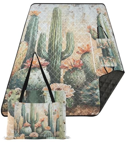 KLL Boho Vintage Kaktus Wasserdicht Picknicktisch XXL Outdoor Decken für Frauen 30er Jahre Sommer Geschenk Cobija Parque