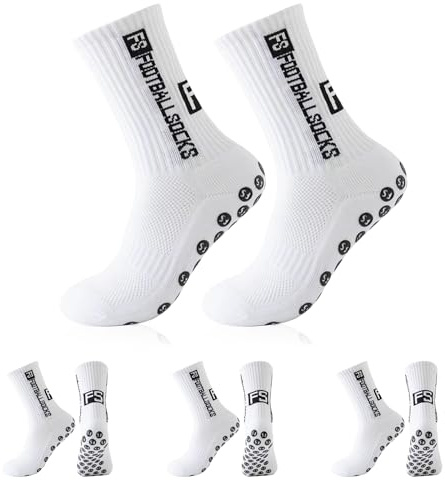 FESDMOH 3 Paar Football Socks, Grip Socken Fussball, Fußballsocken Herren, Rutschfeste Sportsocken für Fussball Basketball Laufen
