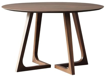 Moderner runder Esstisch aus Massivholz, nussbraunes Doppelsockel-Design, 59,7 cm L x 59,7 cm B x 59,7 cm H, stilvolle Wohnmöbel für Wohn- und Esszimmer