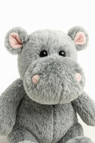Mel-O-Design Plüsch Nilpferd 26 cm – Weiches Kuscheltier Nilpferd in Grau, Flauschiges Stofftier zum Kuscheln & Spielen, Liebevolles Geschenk für Kinder & Erwachsene