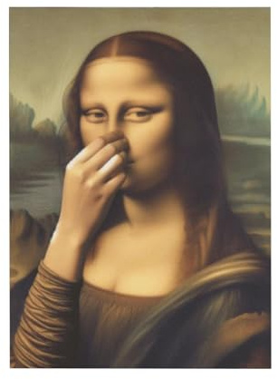 Mona Lisa Bild, Mona Lisa Toilette, Monalisa Bilder Lustig, Monalisa Nase Zukneifen Bild Badezimmer, Vintage Poster, ästhetische Bilder Deko Zimmer Wandbild, Rahmenlos (40x60cm)