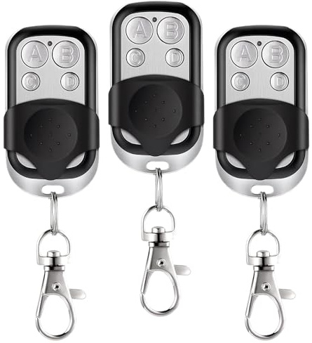 3 Stück Handsender Garagentoröffner Fernbedienung mit 4 Tasten, 433 Mhz Universal Funkfernbedienung Garagentor, Handsender für Schalter Licht, Garagentor Autos, Rollladenschalter