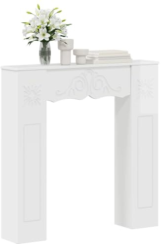 vidaXL Kaminumrandung Hochglanz Weiß 102 x 20 x 102 cm Holzwerkstoff