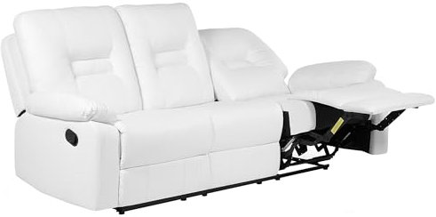 Klassischer 3-Sitzer Sofa Kunstleder weiß verstellbar Bergen