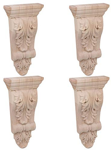 BQLZR 16x8x2.8cm stile europeo mobili non verniciati intagliato in legno intagliato mestiere per la casa ristorante porta decorazione pacchetto di 4