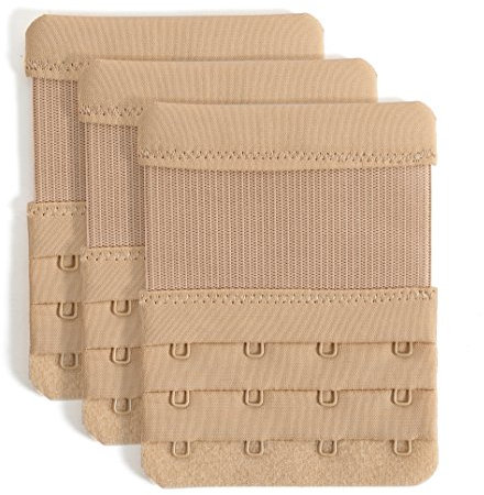 Bra Extender 4 Hook 3 Row Soft Stretchy Bra Extension Strap, 3 Pieces