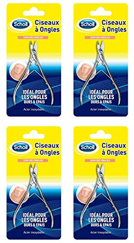 SCHOLL Lot de 4 Ciseaux à Ongles de pieds Coupe Nette et Précise 11 cm