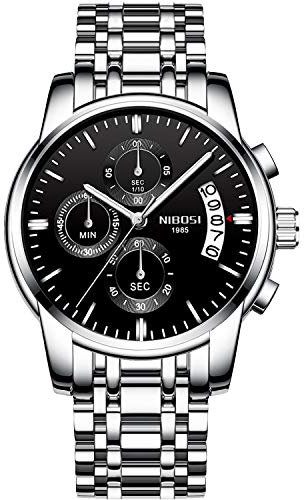 rorios Mode Herren Uhren Analog Quarz Armbanduhren Chronograph Uhr und Edelstahlband Zifferblatt Leuchtend Geschäft Uhren mit Kalender Multifunction Männer Armbanduhr