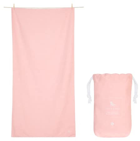 Dock & Bay Strandhandtuch - Schnell trocknende Mikrofaser, ohne Sand - Kompakt, Leicht - 100% recycelt - Inklusive Beutel - Essential - Island Pink - Large (160x90cm, 63x35)