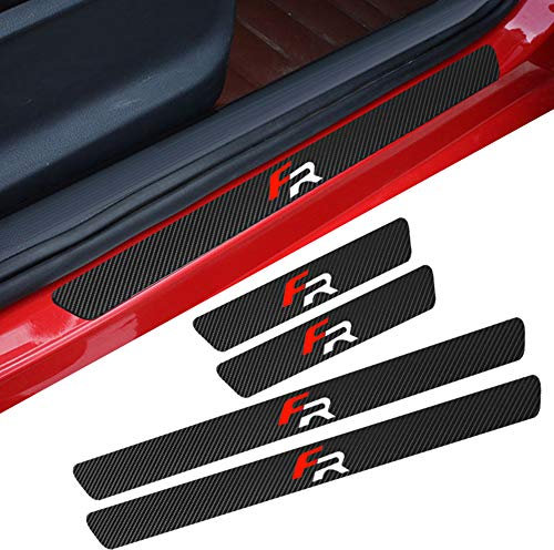 XHULIWQ 4PCS Impermeable Etiqueta de Fibra de Carbono Accesorios de protección para automóviles Automóviles, para Seat FR + Leon Ibiza Cupra