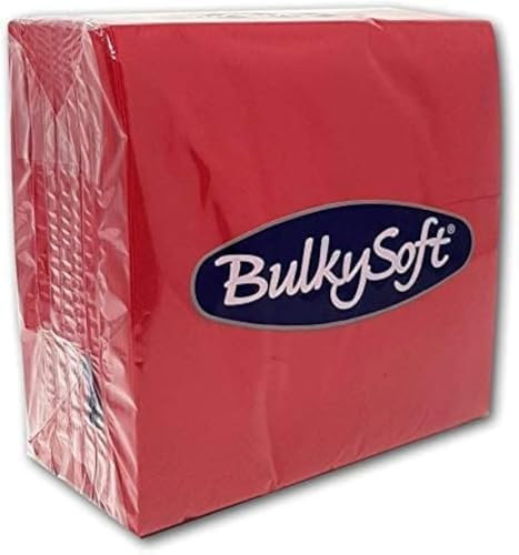 BulkySoft Paper Napkins (Red) 100 x Napkins Disposable and Eco Friendly. Strong Paper Serviettes for Party Tableware and Dining Table. 40x40cm 2PLY Dark Red High Quality Eco Napkins.