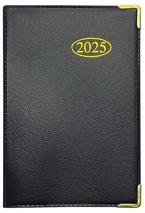 MantraRaj Taschenkalender 2025, Wochenansicht, PVC-Ledereffekt, mit Metallecken, kompakter Planer mit Hartschaleneinband, Umrechnungstabellen und Organisationswerkzeugen, 12 x 7 cm