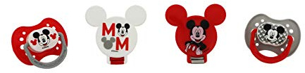 Cudlie Disney Baby Boy Mickey Mouse Pack of 2 Pacifier with 2 Clips, M Is Fo Mickey