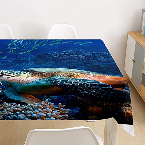 Morbuy Tovaglia Rettangolare di 3D Tartaruga di Mare Stampa, Tovaglie da Tavolo Impermeabile Antimacchia 100% Poliestere Per Cucina Giardino Feste Decorazioni (barriera corallina,140x220cm)