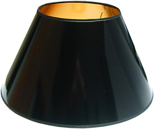 Negozio Lucidoro Schwarz Lackkarton Tisch-Lampenschirm, innen goldfarben kaschiert, Zylindrisch, 45cm/24cm/H26,5cm, E27 Haltung 3,5cm