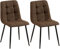 CLP 2er Set Esszimmerstuhl Tilde, Küchenstühle gepolstert mit gestepptem Bezug, Polsterstühle mit Metallgestell, bis 150 kg belastbar, Farbe:braun, Material:Stoff