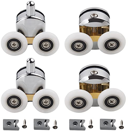 4 Stück Duschtürrollen, Duschkabinen Rollen Duschtürrollen, 23mm Duschkabine Ersatzrollen Laufrollen Schiebetür für Duschtüren Badezimmer Duschkabinenrollen (2 oben, 2 unten)