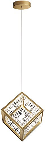 PAZWAHF Quadratischer Kristall-Kronleuchter, LED-Pendelleuchte, höhenverstellbar, Moderne Pendelleuchte für Kücheninsel, Esszimmer, Schlafzimmer, 24 W, trichromatisches Dimmen