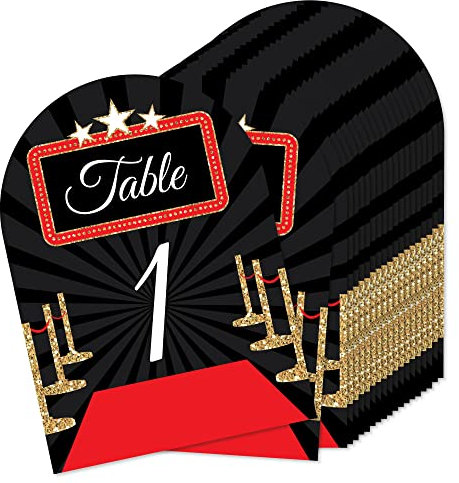 Big Dot of Happiness Red Carpet Hollywood – Movie Night Party doppelseitige 12,7 x 17,8 cm Karten – Tischnummern – 1-20