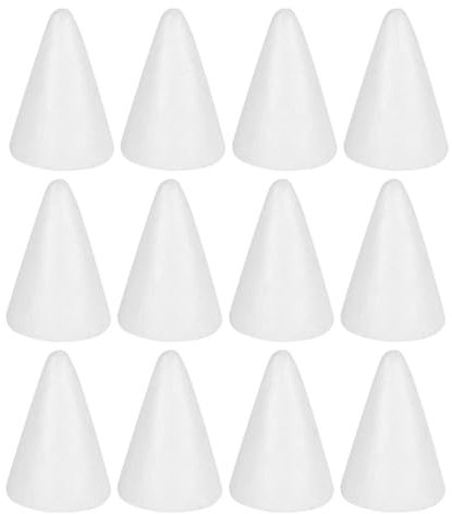 Happyyami Decoración navideña para tartas, decoración de boda, conos para manualidades, 12 unidades, conos de espuma de poliestireno, conos de Navidad, 10 x 7 cm, decoración para tartas, accesorios
