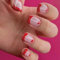 RUNRAYAY French Tip Press on Nails short, Coffin Fake Nails False Nail with Red Heart Love Design Glossy Stick on Nails for Women