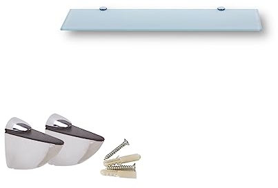 Euro Tische Estantería de pared de cristal de 40 x 17,8 cm, para baño, ducha, con cristal templado de seguridad de 6 mm y soportes de metal, diferentes tamaños (blanco)