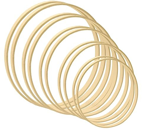 10 Pcs Anneaux en Bois de Bambou 5 Tailles pour Bricolage, 2 x 18, 20, 23, 26, 30 cm, pour Attrape-rêves, Macramé, Décoration Floristique Mobile pour Cercles de Fleurs, Décoration DIY