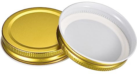 sourcing map Mason Jar Lids, 6 Pcs - Tinplate Canning Lids Regular Mouth Leak Proof Fits Storage Jars (Gold)