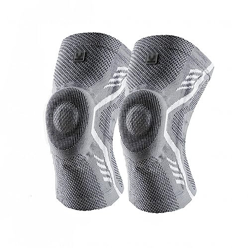Rodillera para Dolor de Rodilla, Manga de Compresión de Rodilla con Correa Ajustable para Hombres y Mujeres, Rodilleras Deportivas para Correr, Baloncesto,Grey-L