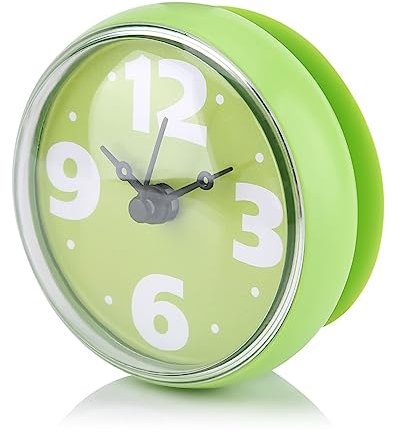 Reloj de Baño con Ventosa, Reloj de Pared Impermeable, Reloj de Ducha de Baño, Reloj de Pared para Espejo de Ventana (Verde)