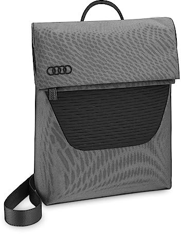 Audi collection Unisex 3152300500 Schultertasche Ringe Logo Tasche, mit Tabletfach für 11 Zoll Tablets, grau/schwarz