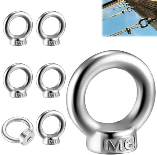6Pcs Dado a Occhiello, M6 Dado a Occhiello, Dado di Sollevamento, Bullone per Occhio di Sollevamento, M6 Dado a Occhiello in Acciaio Inox, Dado di Sollevamento in Acciaio Inossidabile