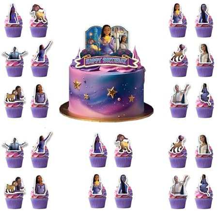 25 Pcs Wish Asha Cake Toppers for Girls Boys, Cake Decorations Wish Asha Cupcake Toppers, Birthday Party Decorations Supplies