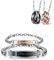 KIM JOHANSON® Edelstahl Pärchen Schmuckset Armband & Kette *Sweetie* in Silber | Paar Schmuck für Damen und Herren | Geschenk für Paare | Wasserfest | Mit Gravur | BFF | Verstellbar inkl Schmuckbeutel