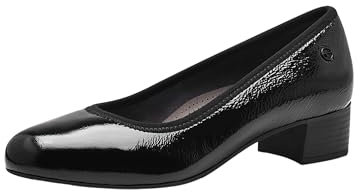 Tamaris Comfort Damen Pumps aus Leder Kleiner Absatz, Schwarz (Black Patent), 40 EU