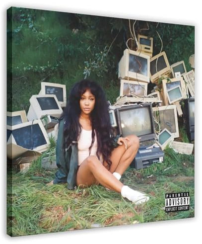 Diempi Poster mit amerikanischem R&B-Sänger SZA Ctrl, 1 Leinwand-Poster, Schlafzimmer-Dekor, Sportlandschaft, Büro, Raumdekoration, Geschenk, Rahmen-Stil, 50 x 50 cm