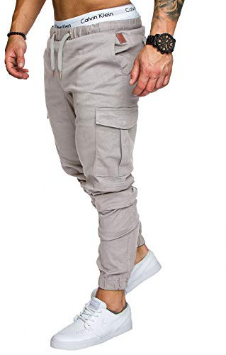 Amaci&Sons Jogger Cargo Herren Chino Jeans Hose 7001 Hellgrau W40