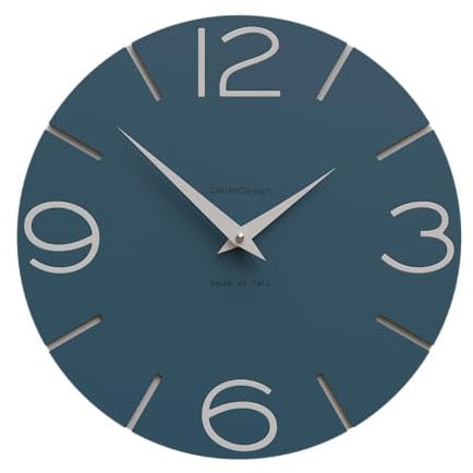 CalleaDesign Wanduhr Smile – Handgefertigt in Italien, Leise, Modernes Design, 30 cm – Elegantes Holz, Deutsches Uhrwerk – Farbe Octanium