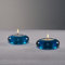 ICNBUYS Handgefertigter dekorativer Kieselstein-Teelichthalter, 2er-Set, handgefertigter Deko-Akzent für beruhigende, erdige Ästhetik, Blau, Durchmesser 7,6 cm, Harz