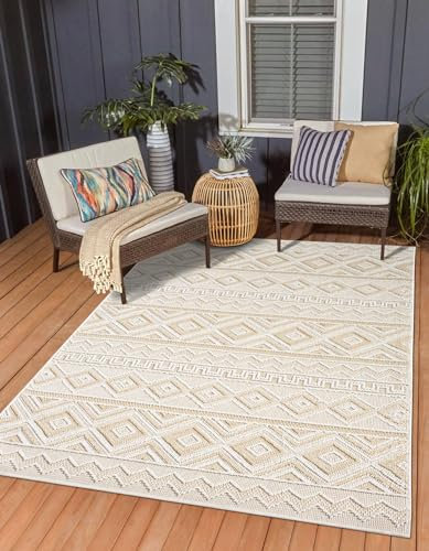 MY-RUG Outdoor Teppich wetterfest 240 x 320 cm, UV beständig & robust für Garten Terrasse, Balkon Küche & Wohnzimmer, kurzflor waschbarer Wohnzimmerteppich, Arya
