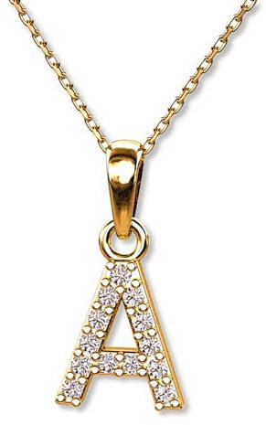 LILLY MARIE Personalisierte Gold Halskette Mit Buchstaben Anhänger Und Zirkonia Steinen