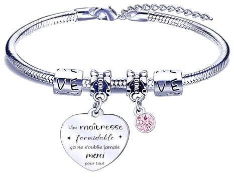 FGHJK Cadeau Maitresse Cadeau de fin d'année Scolaire Bracelet Maitresse Cadeau Maîtresse d'école Cadeau Bracelet Femme Cadeau Maîtresse école Cadeau Noel Maitresse