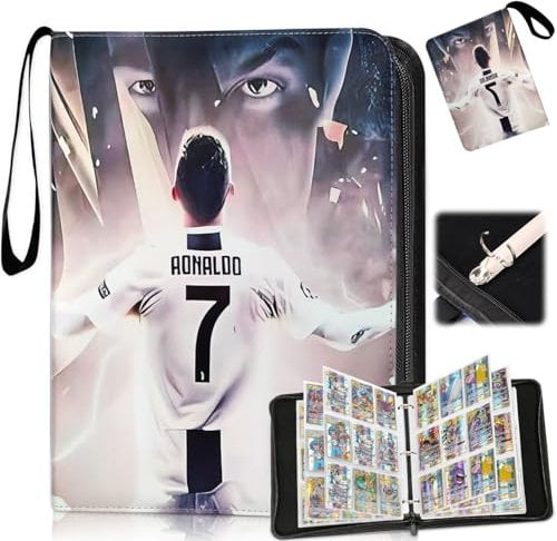 Sammelalbum Fußball Karten, Sammelalbum für Fußball Karten Album, Sammelkarten Album Fussball mit 50 Herausnehmbaren Hüllen für 900 Karten, kompatibel mit allen Arten von karten (B)