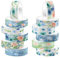 CC HOME 12 Rollen Washi Tape Blaue Rose Muster Dekorativ,15mm Masking Tape Retro Aquarellästhetik Dekoratives Stickers Scrapbooking Tape Bastelmittel, für DIY,Kunsthandwerk,Tagebuch,Alben
