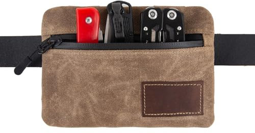 Kompakte Reißverschluss EDC Gürteltaschen für Männer Frauen, YKK Reißverschluss, Anti-Diebstahl horizontale Taschendiebstahl Proof Sicherheits-Geldbörsen für Reisen Wandern, Wasserbeständig, Kaffee