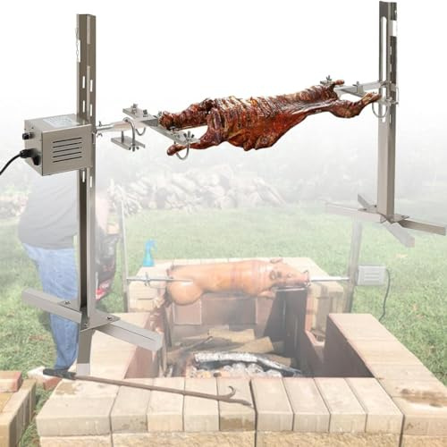 ZYJIX Kit Spiedo per Girarrosto per Barbecue, Strumento per Griglia Girarrosto Automatico con Motore Elettrico, per Falò da Picnic All'aperto per Agnelli di Maiale