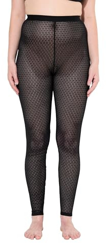 Ulla Popken Damen große Größen Übergrößen Plus Size Leggings, Diamant-Spitze, leicht transparent