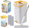 Mop and Bucket Set with Pump System for Home, Hands Free Self Cleaning with 3 Compartments to Separate Clean from Dirty Water, with 2 Machine Washable Microfiber Mop Pads, Patent Pending, in Gift Box